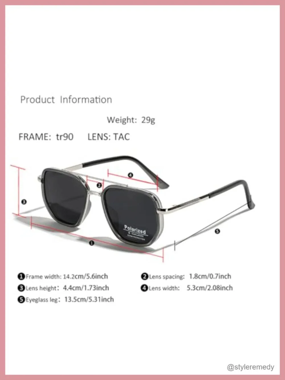 Polarized TR90 Sunglasses Vintage Square Flattop Double Bridge Metal UV400